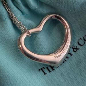Tiffany & Co. Elsa‎ Peretti, Open Heart  Silver Heart Necklace 925 X- Large